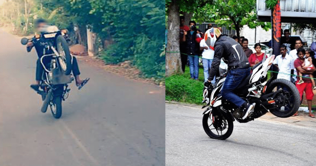 තනි රෝදෙන් යන්න එපා කීවාට හෙල්මට්වලින් ගහයි.