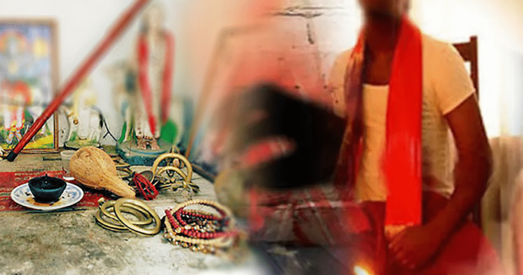 දේව බලයෙන් දරුවෙකු දෙනවා කියා රූමත් බිරිය කරපු වැඩේ. සැමියා නිවසට එන විට බිරිය ඇඳ උඩ උපන් ඇඳුමෙන්.